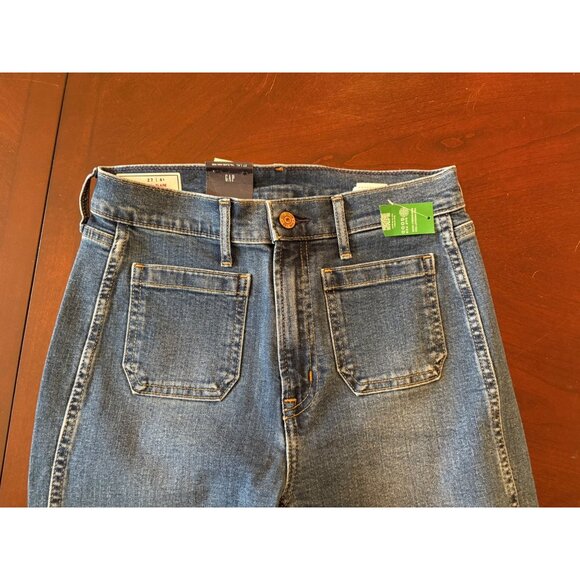GAP 70s Flare High Rise Jeans Medium Wash Size 27 or US 4 Long TALL - Picture 4 of 14